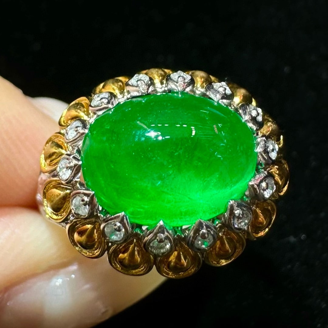 14k Gold 3.81 Ctw Natural Emerald & Diamond Ring - 2