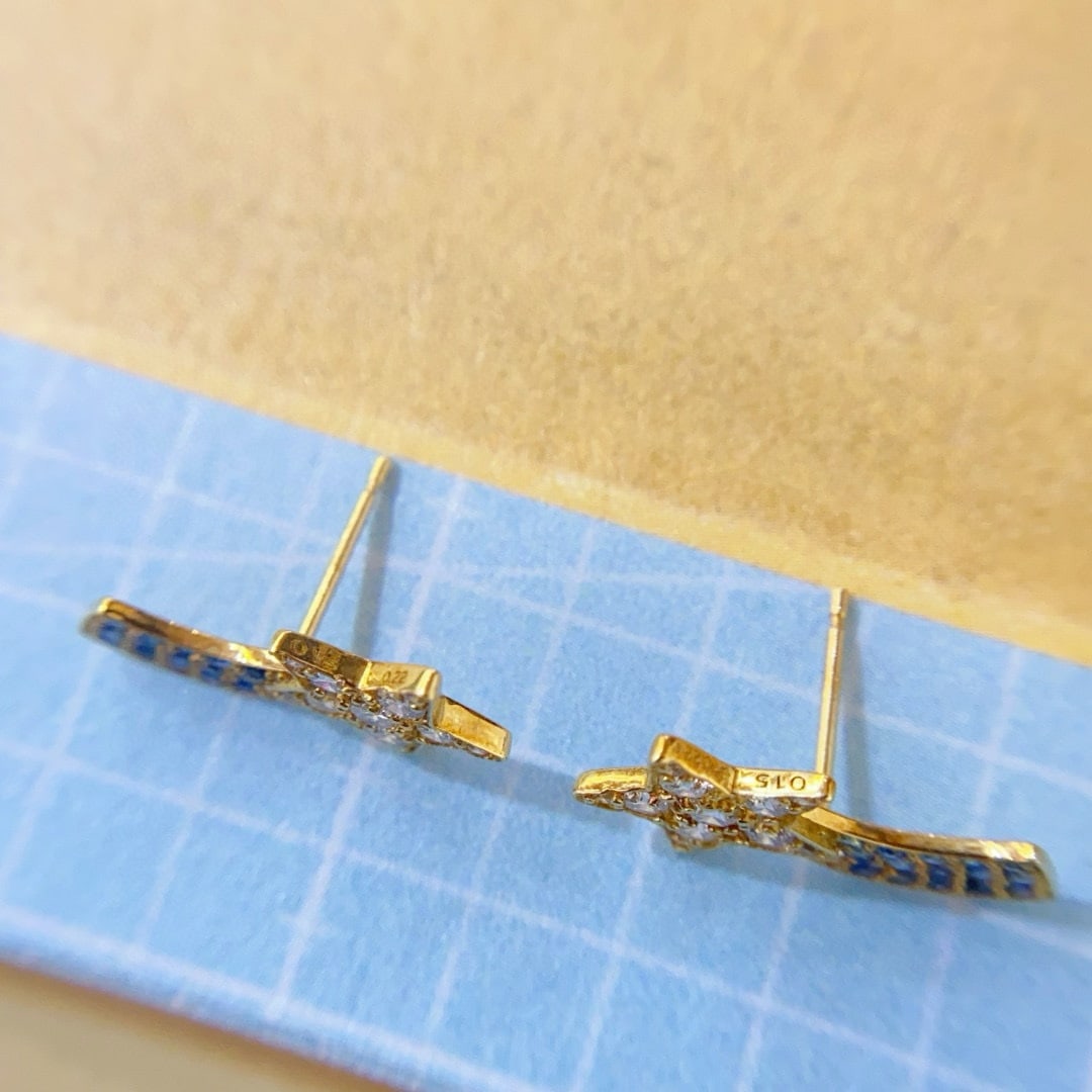 14k Gold 0.44 Ct Natural H Diamond Earrings - 2