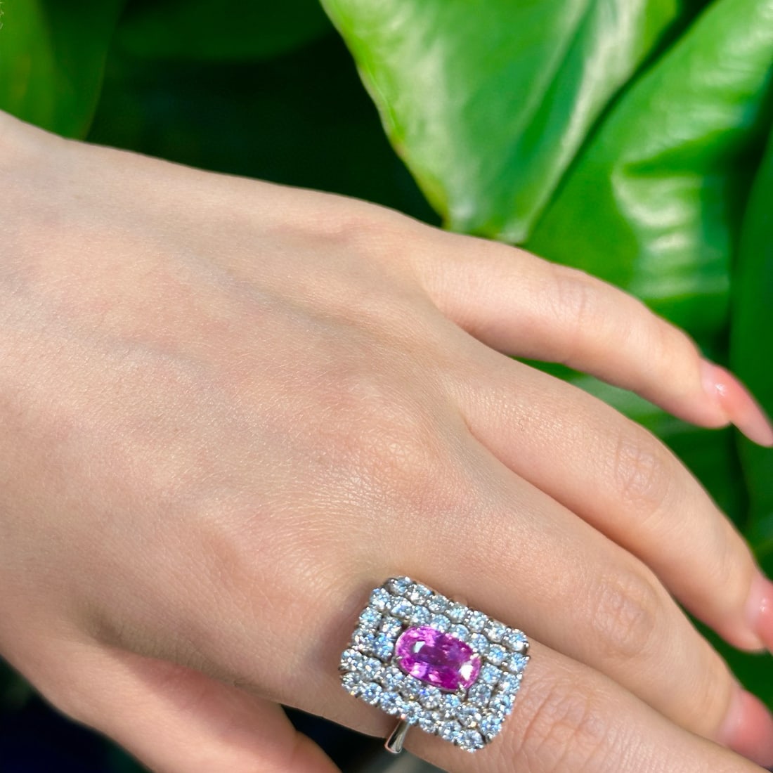 14k Gold 5.45 Ctw Vivid Pink Natural Sapphire & Diamond Ring - 8