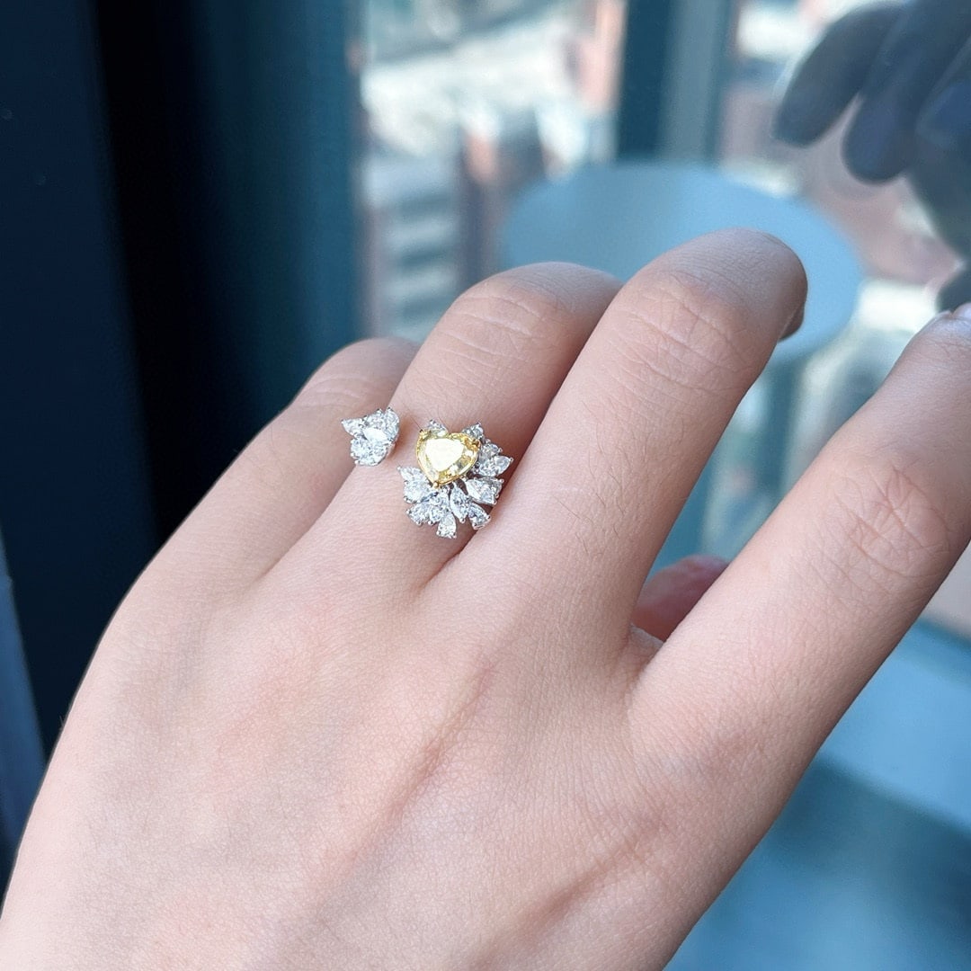 Gia Certified 14k Gold 2.03 Ctw Natural Yellow Diamond & Diamond Ring - 4