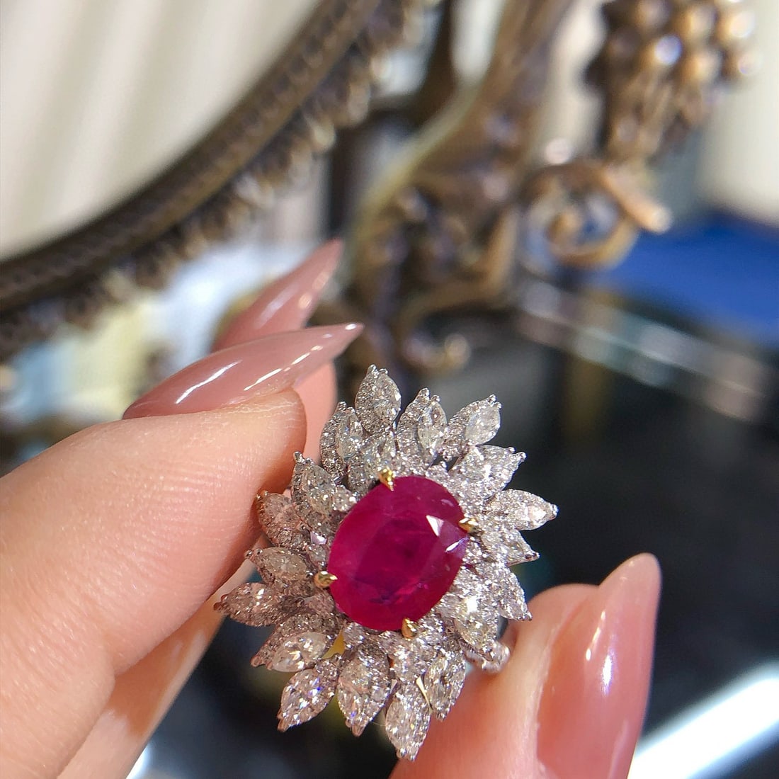 14k Gold 3.04 Ctw Natural Ruby & Diamond Ring - 4