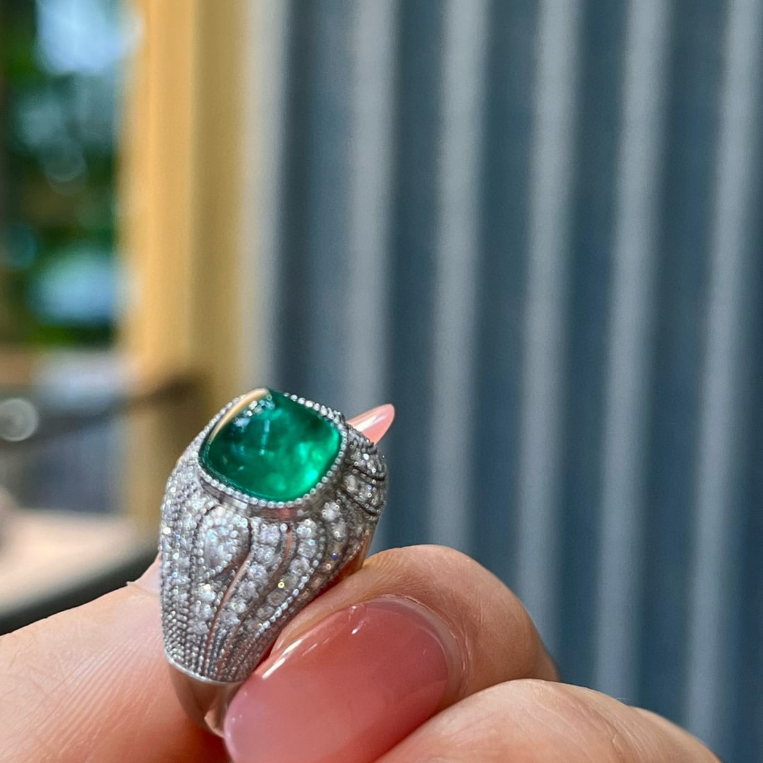 14k Gold 2.97 Ctw Natural Emerald & Diamond Ring - 2