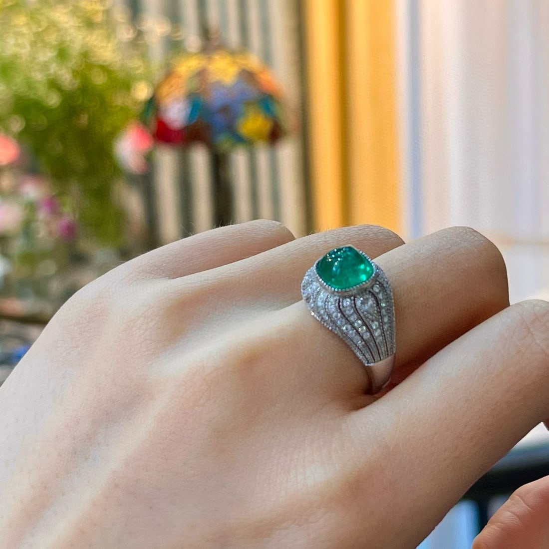 14k Gold 2.97 Ctw Natural Emerald & Diamond Ring - 3