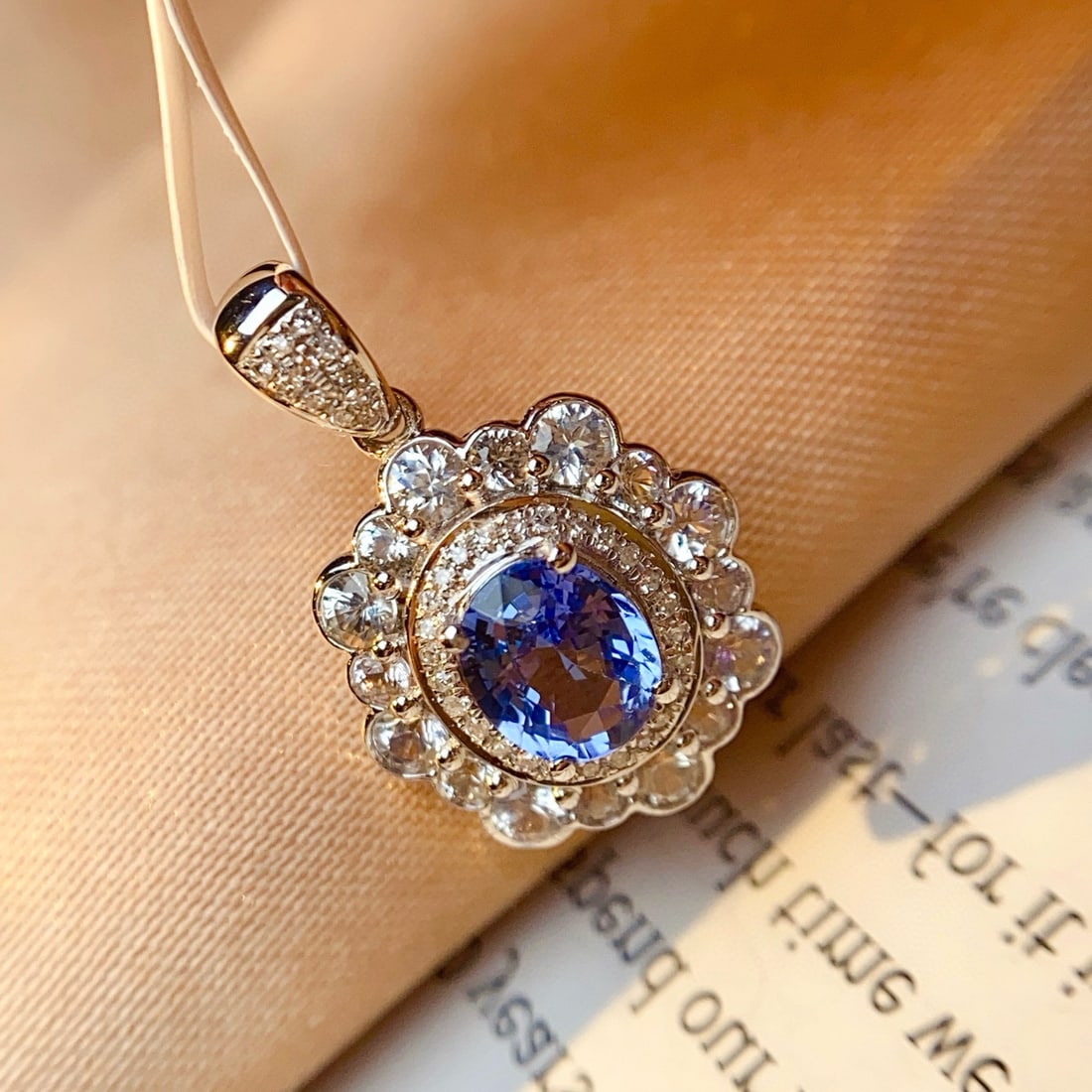 14k Gold 1.00 Ct Natural Sapphire & Diamond & Sapphire Pendant( Without Chain ) - 2