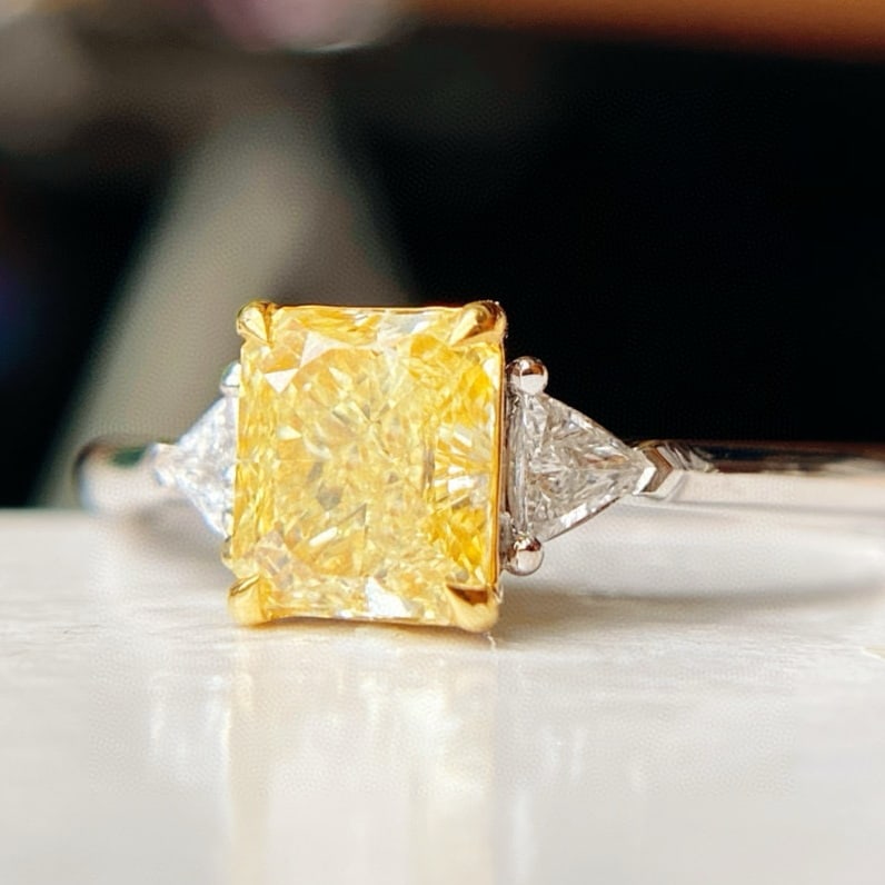 Gia Certified 14k Gold 1.10 Ctw Natural Yellow Diamond & Diamond Ring - 2
