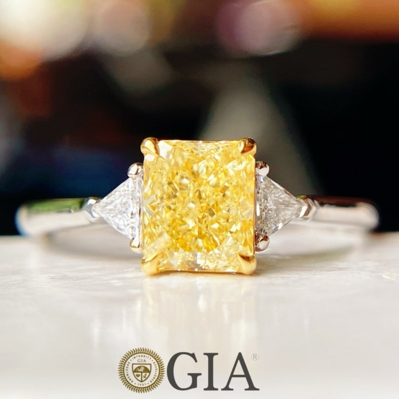 Gia Certified 14k Gold 1.10 Ctw Natural Yellow Diamond & Diamond Ring - 4