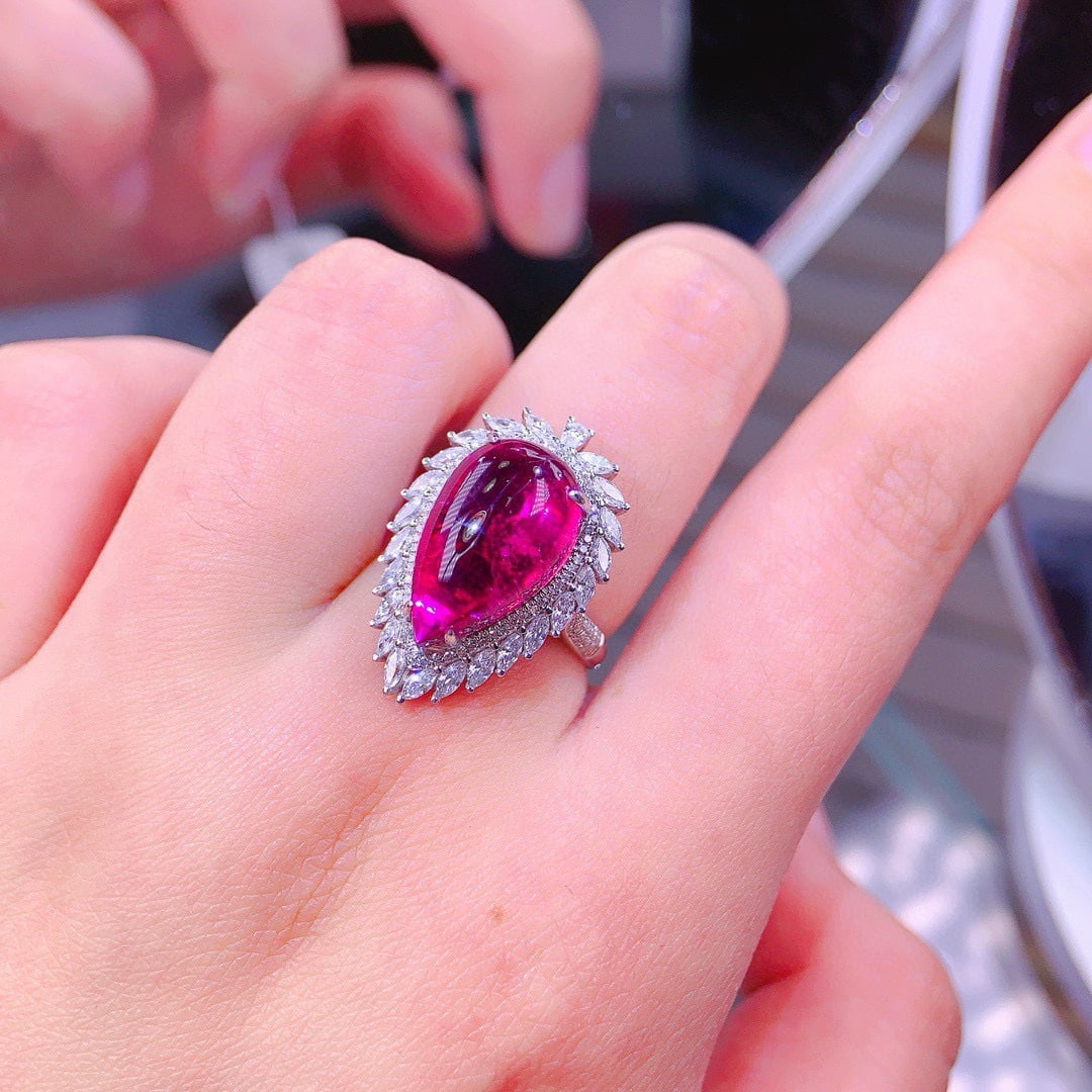 14k Gold 9.5 Ct Natural Tourmaline & Diamond Ring - 7