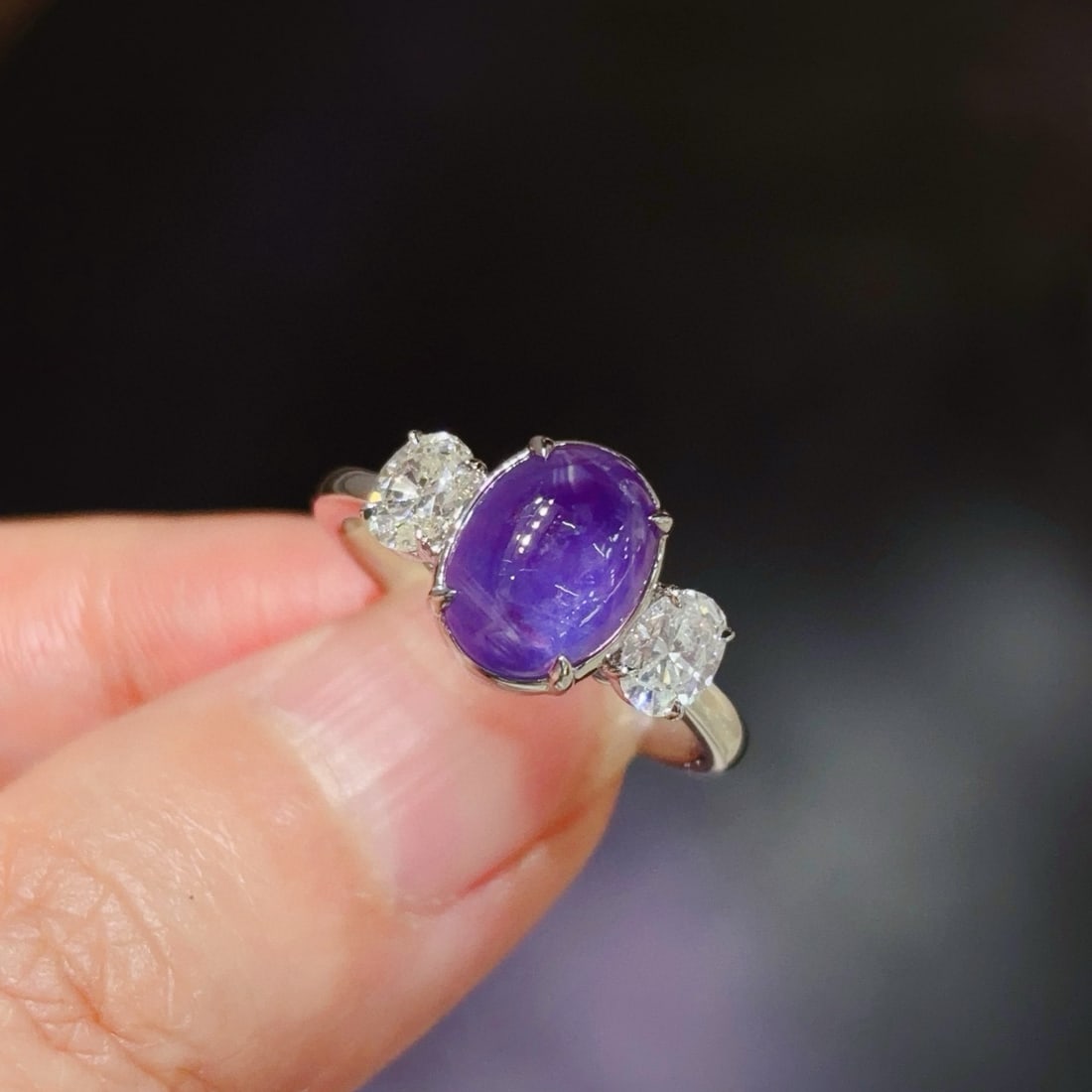 14k Gold 6.34 Ctw Natural Star Sapphire & Diamond Ring - 2