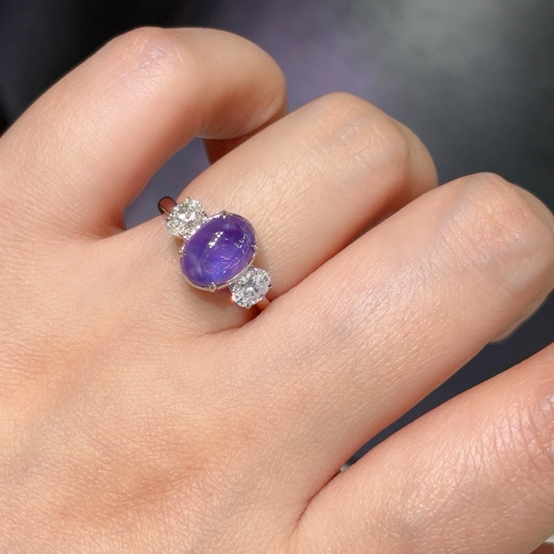 14k Gold 6.34 Ctw Natural Star Sapphire & Diamond Ring - 4