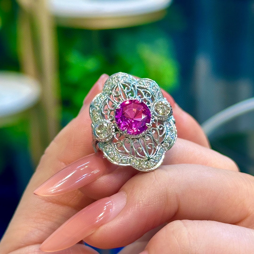 14k Gold 2.75 Ctw Natural Sapphire & Diamond Ring - 6