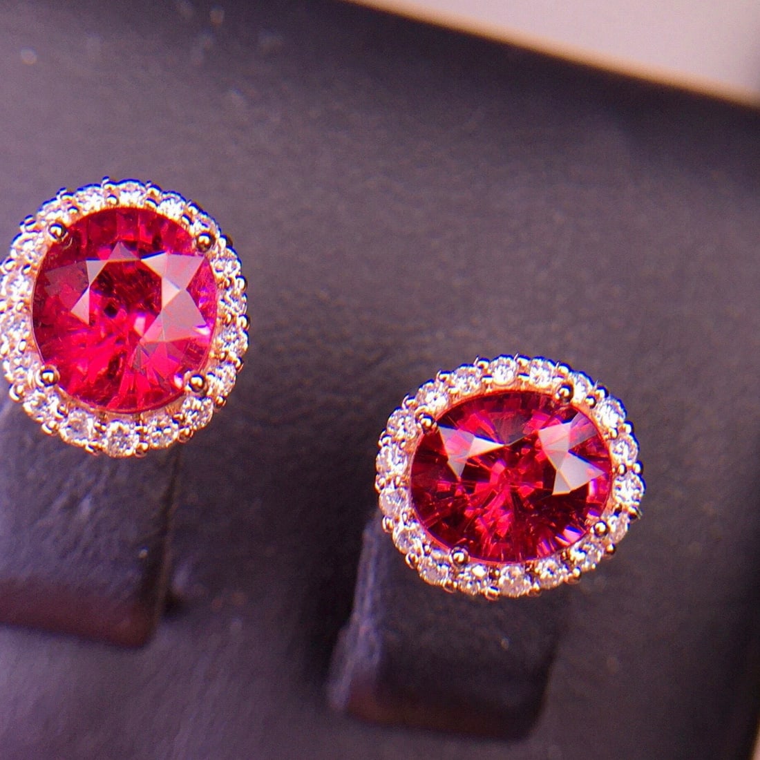 14k Gold 2.98 Ct Natural Tourmaline & Diamond Earrings - 2