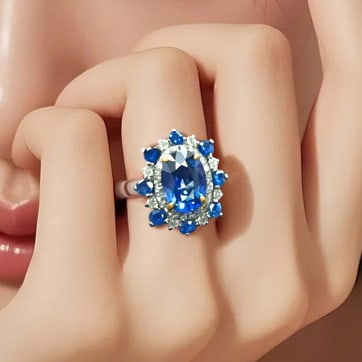 14k Gold 1.23 Ctw Natural Sapphire & Diamond Ring - 2