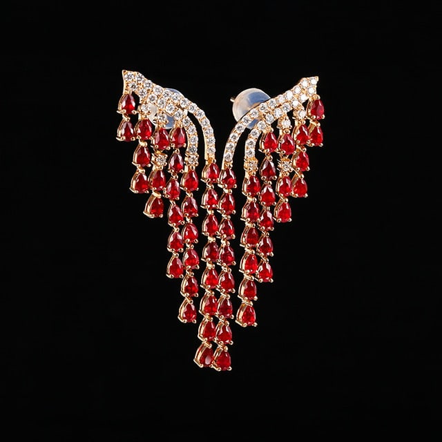 14k Gold 3.40 Ctw Natural Ruby & Diamond Earrings - 3