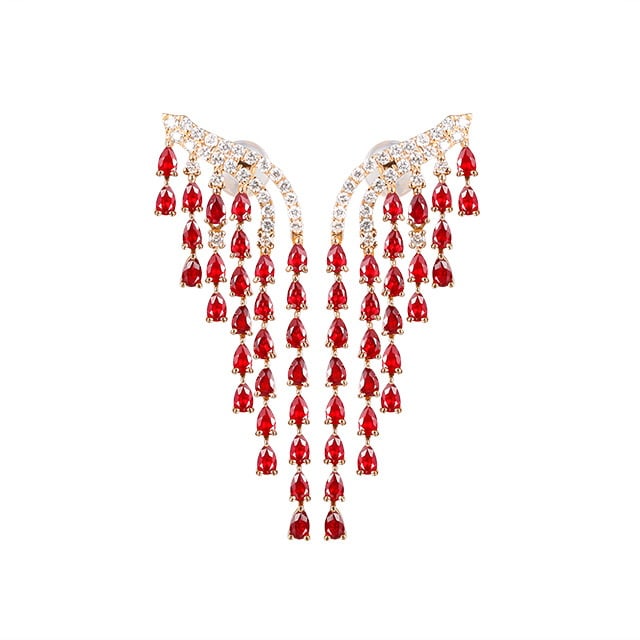 14k Gold 3.40 Ctw Natural Ruby & Diamond Earrings - 5