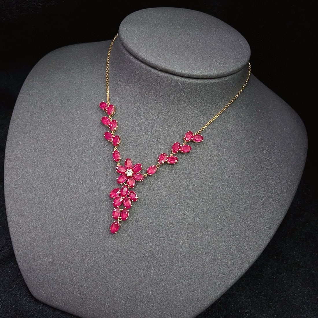 14k Gold 8.15 Ct Natural Ruby & Sapphire Necklace - 2