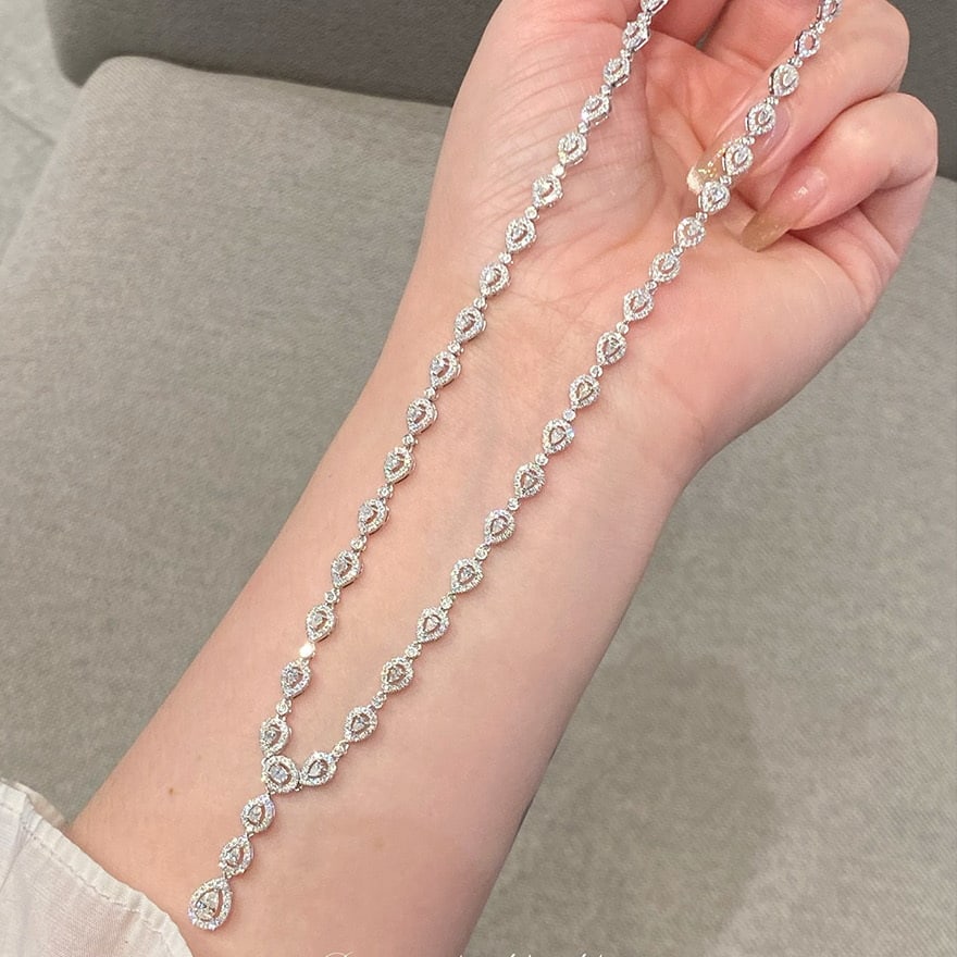 14k Gold 5 Ct Natural H Diamond Necklace - 2