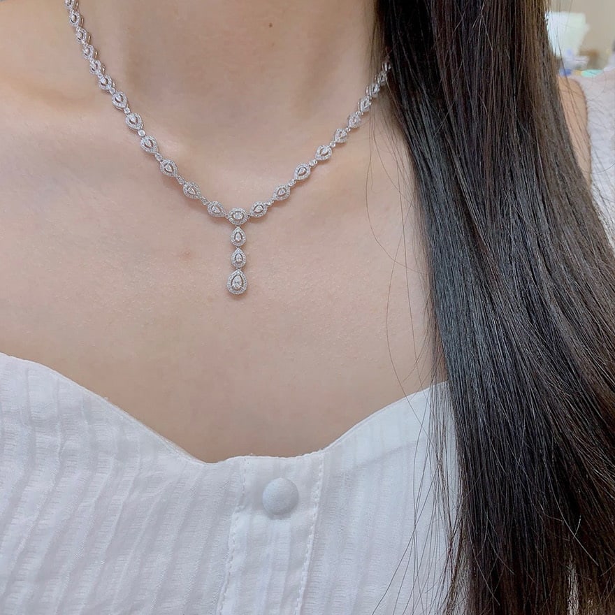 14k Gold 5 Ct Natural H Diamond Necklace - 5