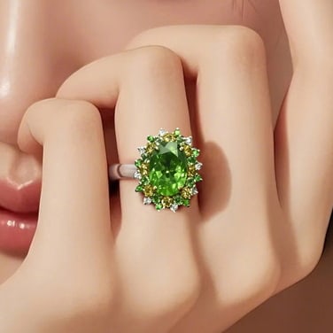 14k Gold 2.19 Ctw Natural Tsavorite & Sapphire Ring - 4
