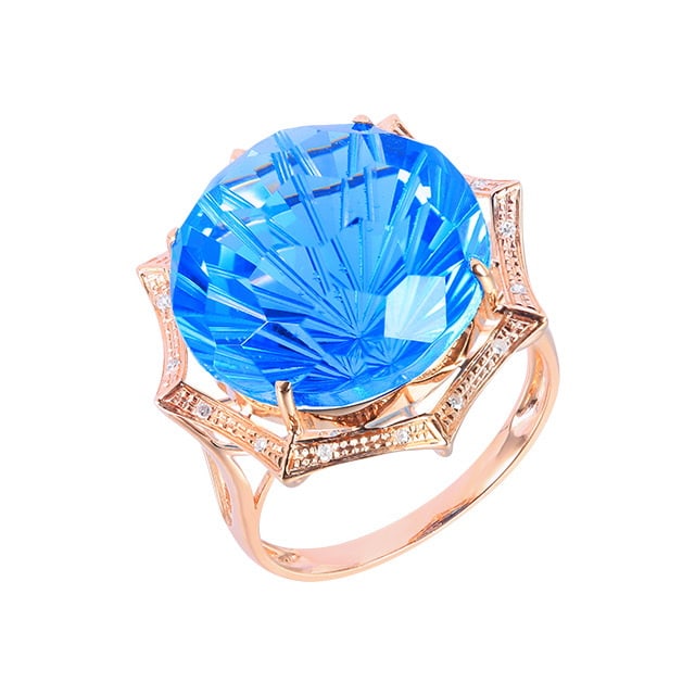 14k Gold 19.63 Ctw Natural Topaz & Diamond Ring - 5