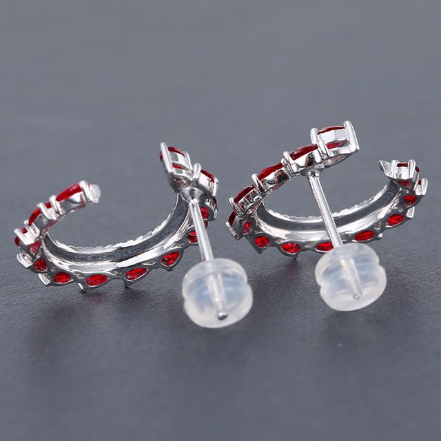 14k Gold 1.53 Ctw Natural Ruby & Diamond Earrings - 4