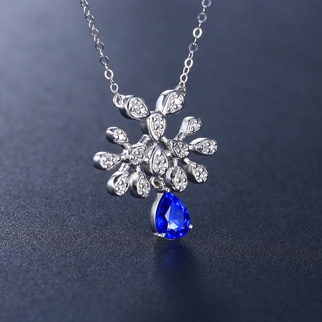 14k Gold 0.88 Ctw Natural Sapphire & Diamond Necklace - 2