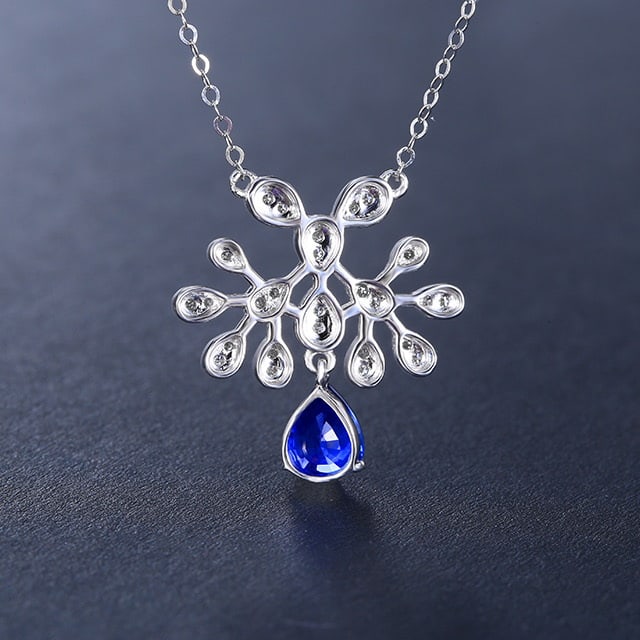 14k Gold 0.88 Ctw Natural Sapphire & Diamond Necklace - 3