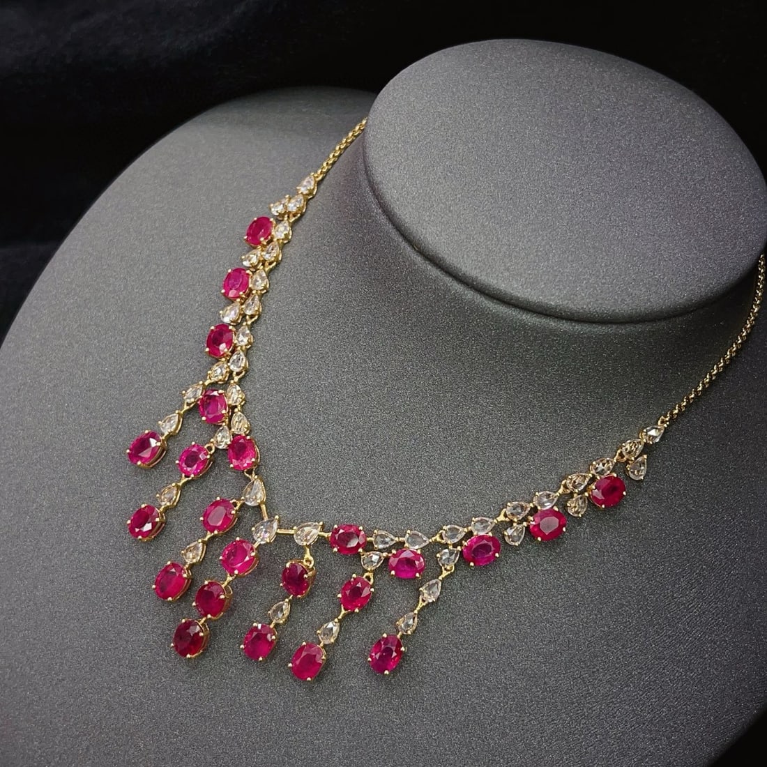 14k Gold 13.5 Ct Natural Ruby & Sapphire Necklace - 3