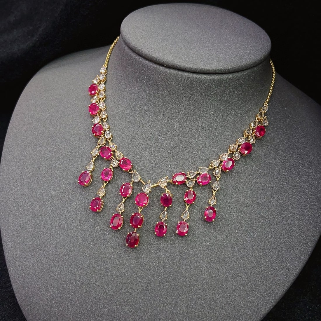 14k Gold 13.5 Ct Natural Ruby & Sapphire Necklace - 4