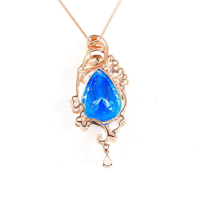 14k Gold 14.88 Ctw Natural Topaz & Diamond Pendant( Without Chain ) - 3