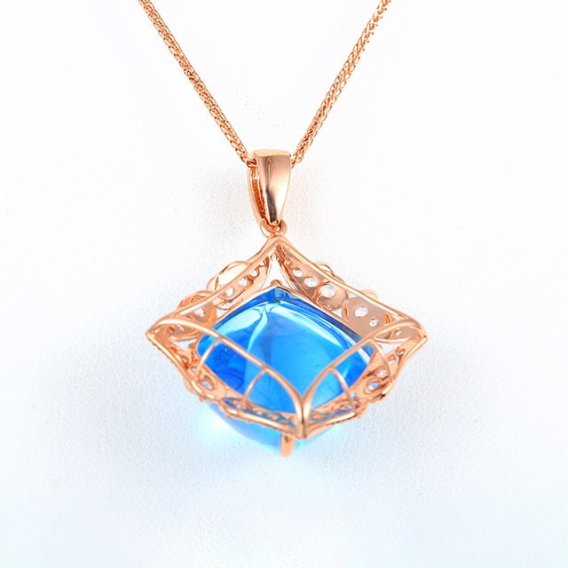14k Gold 23.81 Ctw Natural Topaz & Sapphire Pendant( Without Chain ) - 4