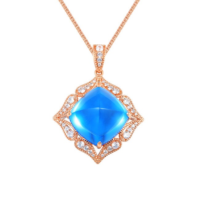 14k Gold 23.81 Ctw Natural Topaz & Sapphire Pendant( Without Chain ) - 5