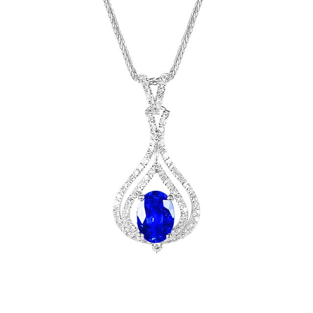 14k Gold 1.18 Ctw Natural Sapphire & Diamond Pendant( Without Chain ) - 5