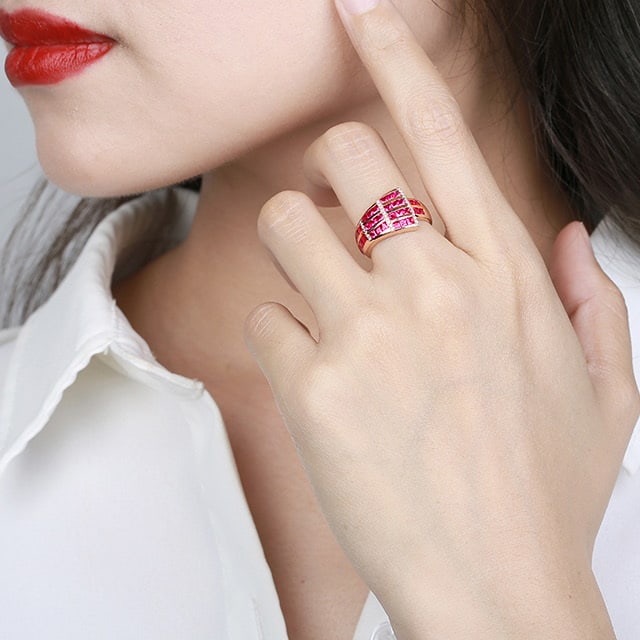 14k Gold 2.47 Ctw Natural Ruby & Diamond Ring - 6