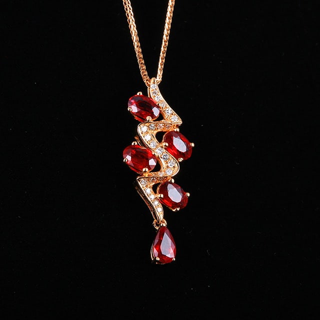 14k Gold 1.51 Ctw Natural Ruby & Diamond Pendant( Without Chain ) - 3
