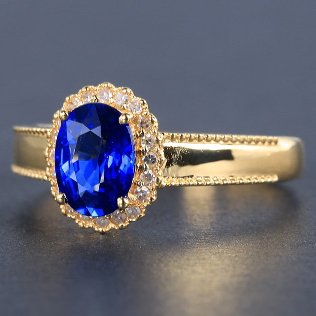 14k Gold 1.4 Ctw Natural Sapphire & Diamond Ring - 2