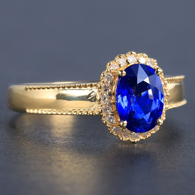 14k Gold 1.4 Ctw Natural Sapphire & Diamond Ring - 3