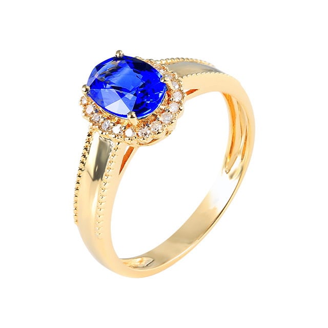 14k Gold 1.4 Ctw Natural Sapphire & Diamond Ring - 5