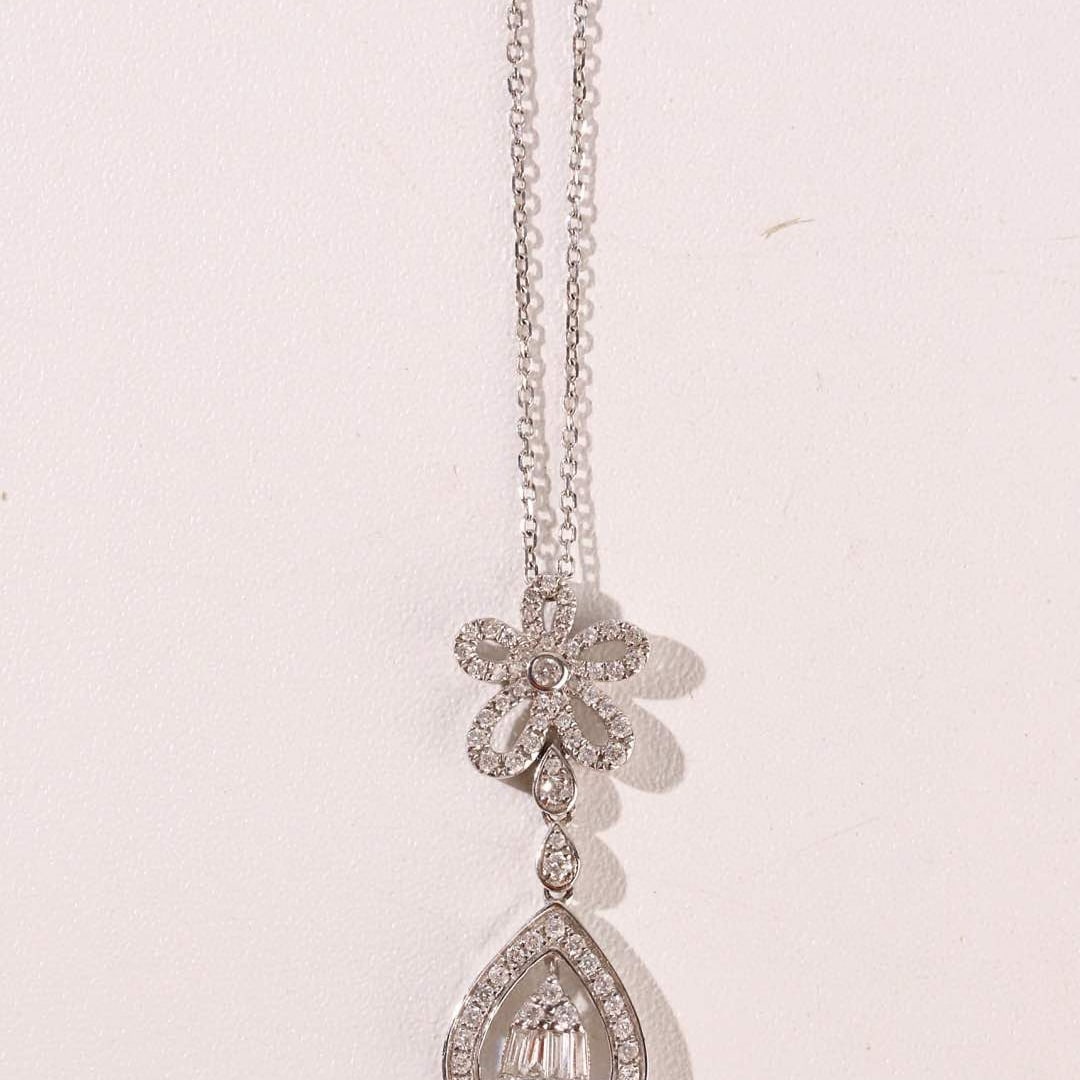 14k Gold 0.45 Ct Natural H Diamond Necklace - 4