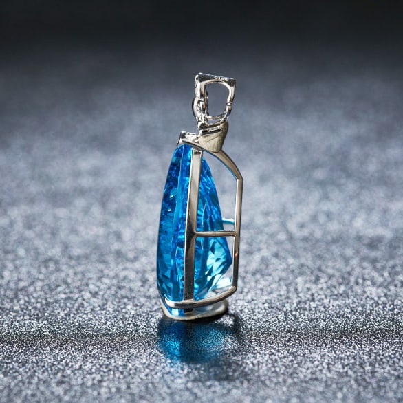 14k Gold 20.7 Ct Natural Topaz & Diamond Pendant( Without Chain ) - 3