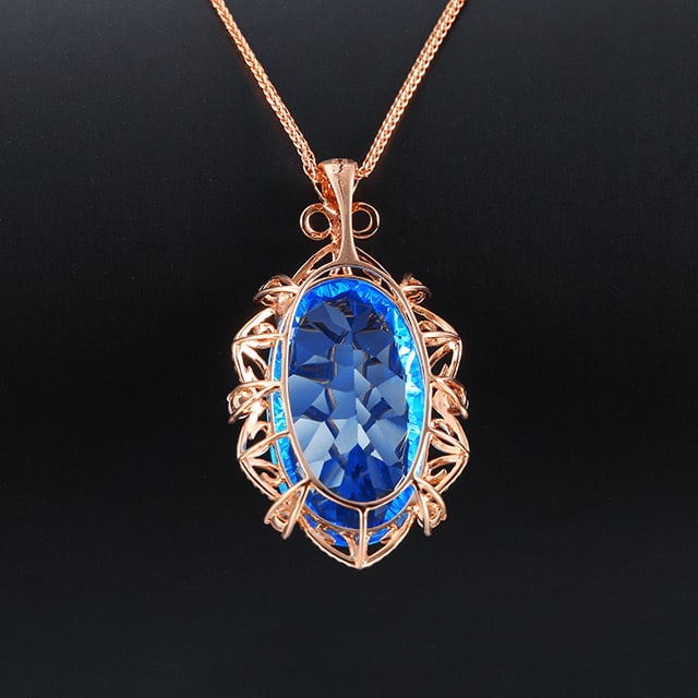 14k Gold 16.01 Ctw Natural Topaz & Sapphire Pendant( Without Chain ) - 4