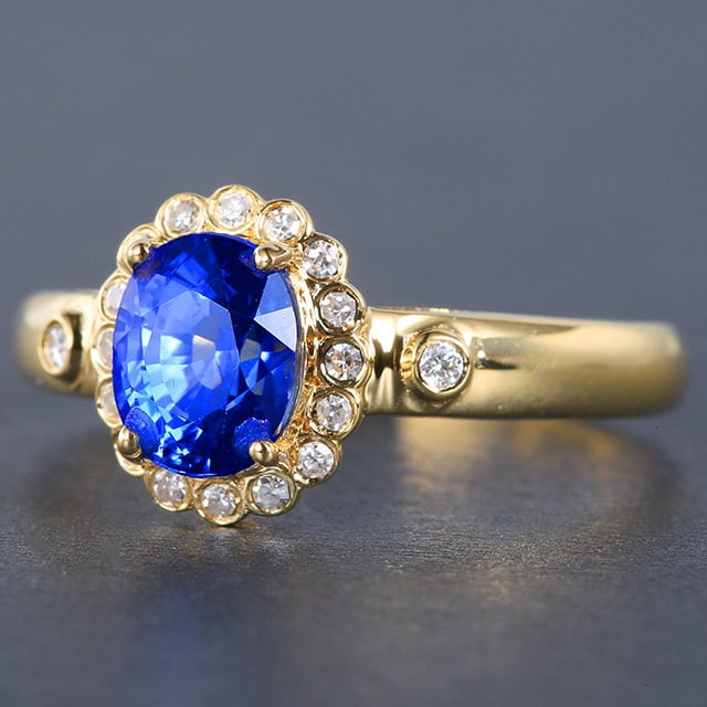 14k Gold 1.38 Ctw Natural Sapphire & Diamond Ring - 2