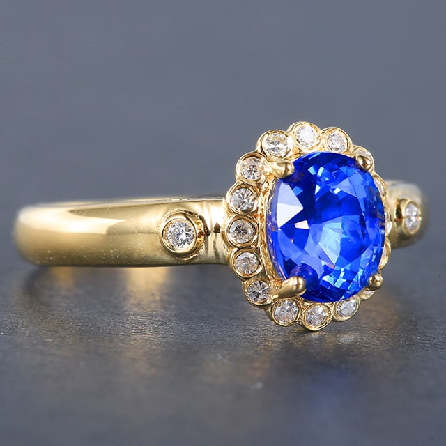 14k Gold 1.38 Ctw Natural Sapphire & Diamond Ring - 3