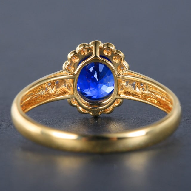14k Gold 1.38 Ctw Natural Sapphire & Diamond Ring - 4
