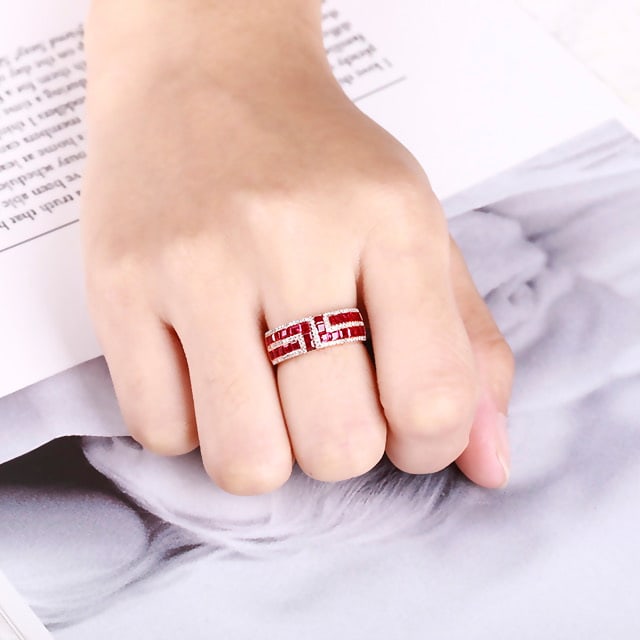 14k Gold 2.16 Ctw Natural Ruby & Diamond Ring - 5