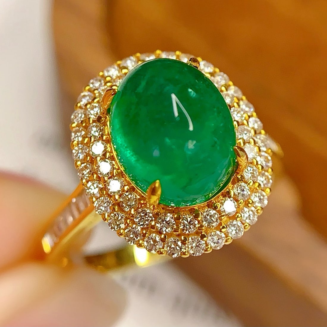14k Gold 3.68 Ct Natural Emerald & Diamond Ring - 4