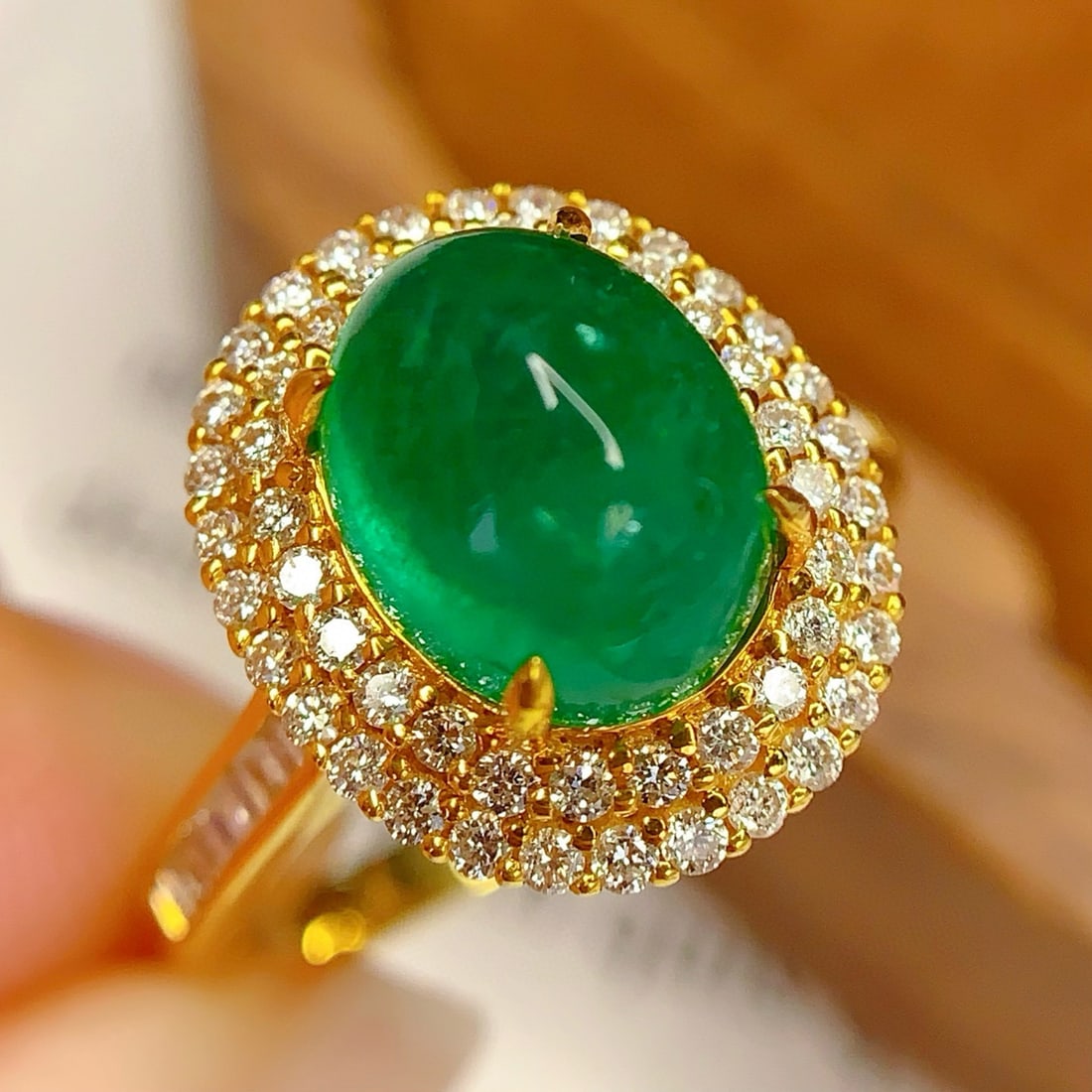 14k Gold 3.68 Ct Natural Emerald & Diamond Ring - 6