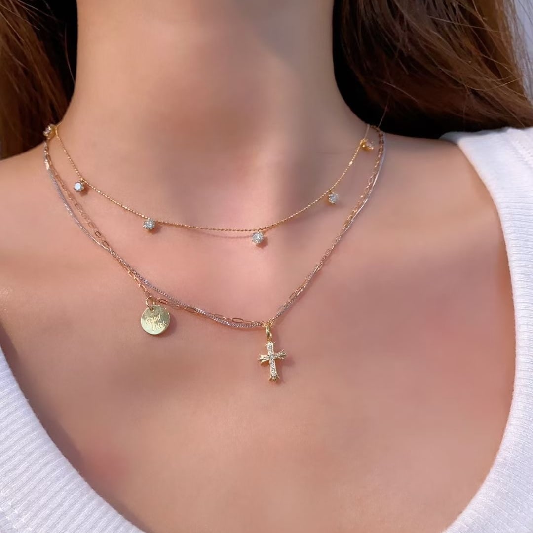 14k Gold 0.05 Ct Natural H Diamond Necklace - 7