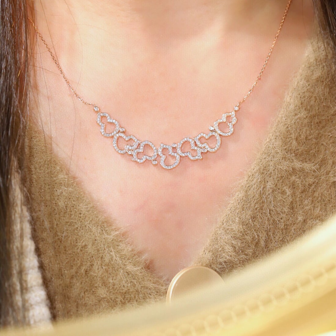 14k Gold 0.6 Ct Natural H Diamond Necklace - 8