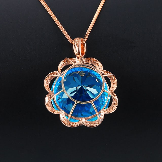 14k Gold 23.65 Ctw Natural Topaz & Diamond Pendant( Without Chain ) - 4