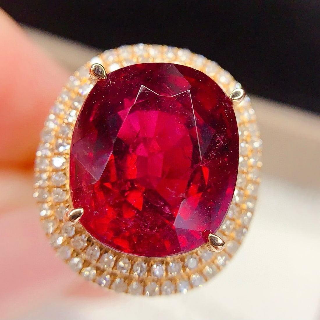 14k Gold 6.88 Ct Natural Tourmaline & Diamond Ring - 2